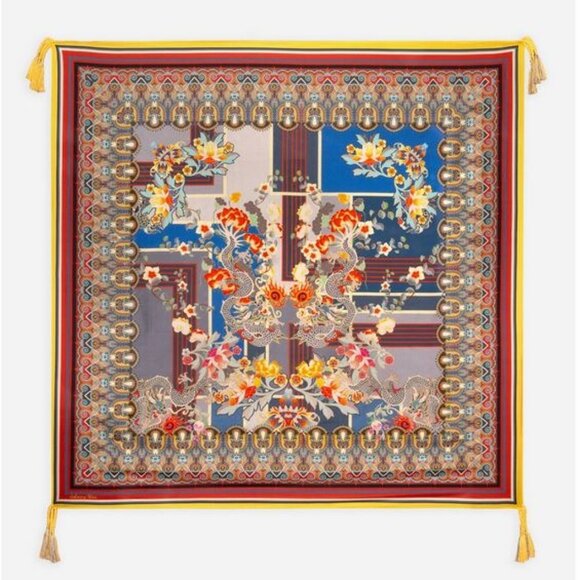 Johnny Was Hillian Silk Scarf with Tassels New With Tag